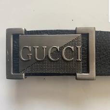 GUCCI MENS SIGNATURE BELT WITH BRONZE BUCKLE SIZE 40 MODEL 1411006