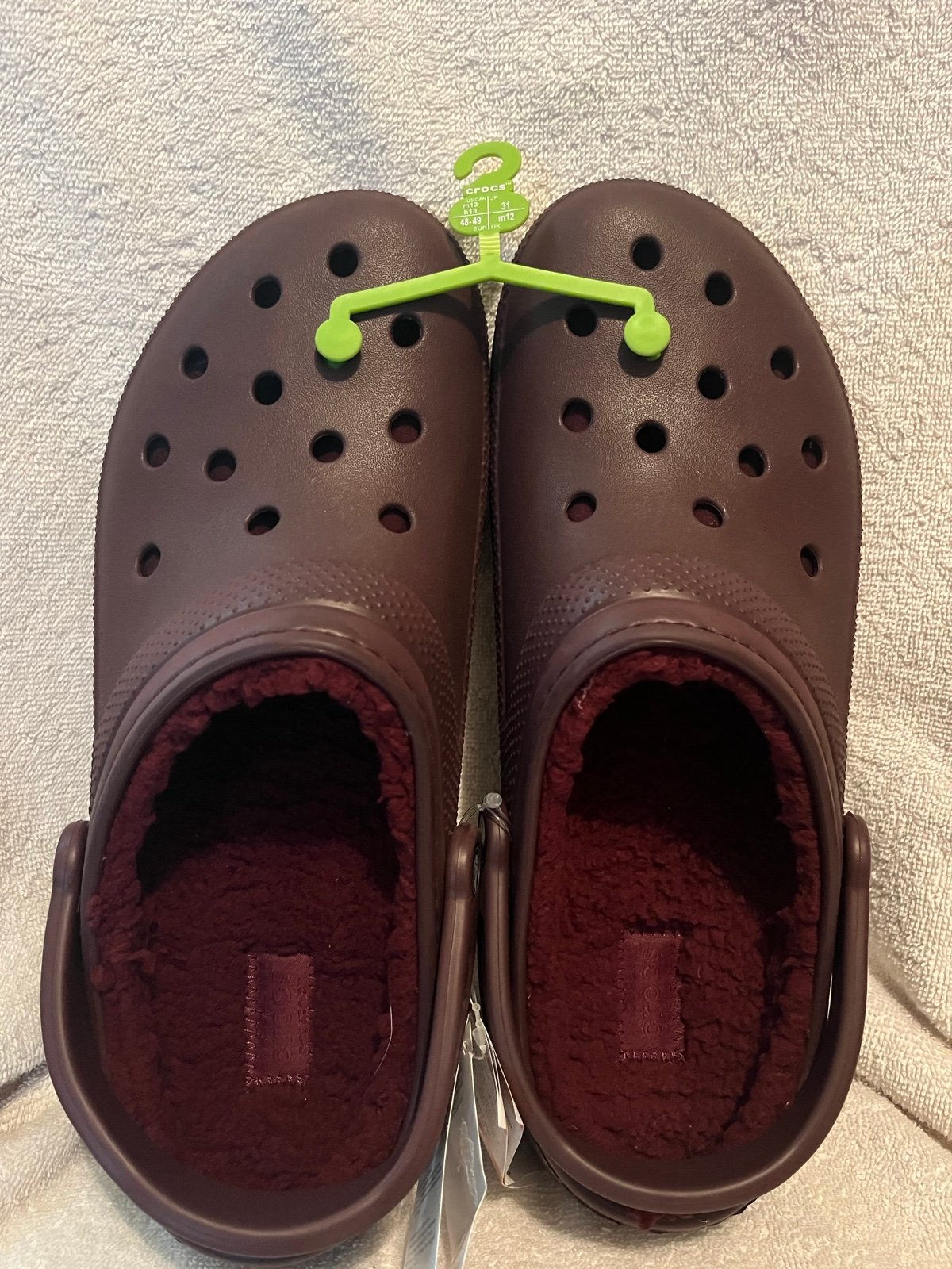 CROCS Men's Classic Lined Clogs Size Men's 13 Dark Cherry (203591-6WD) NWT