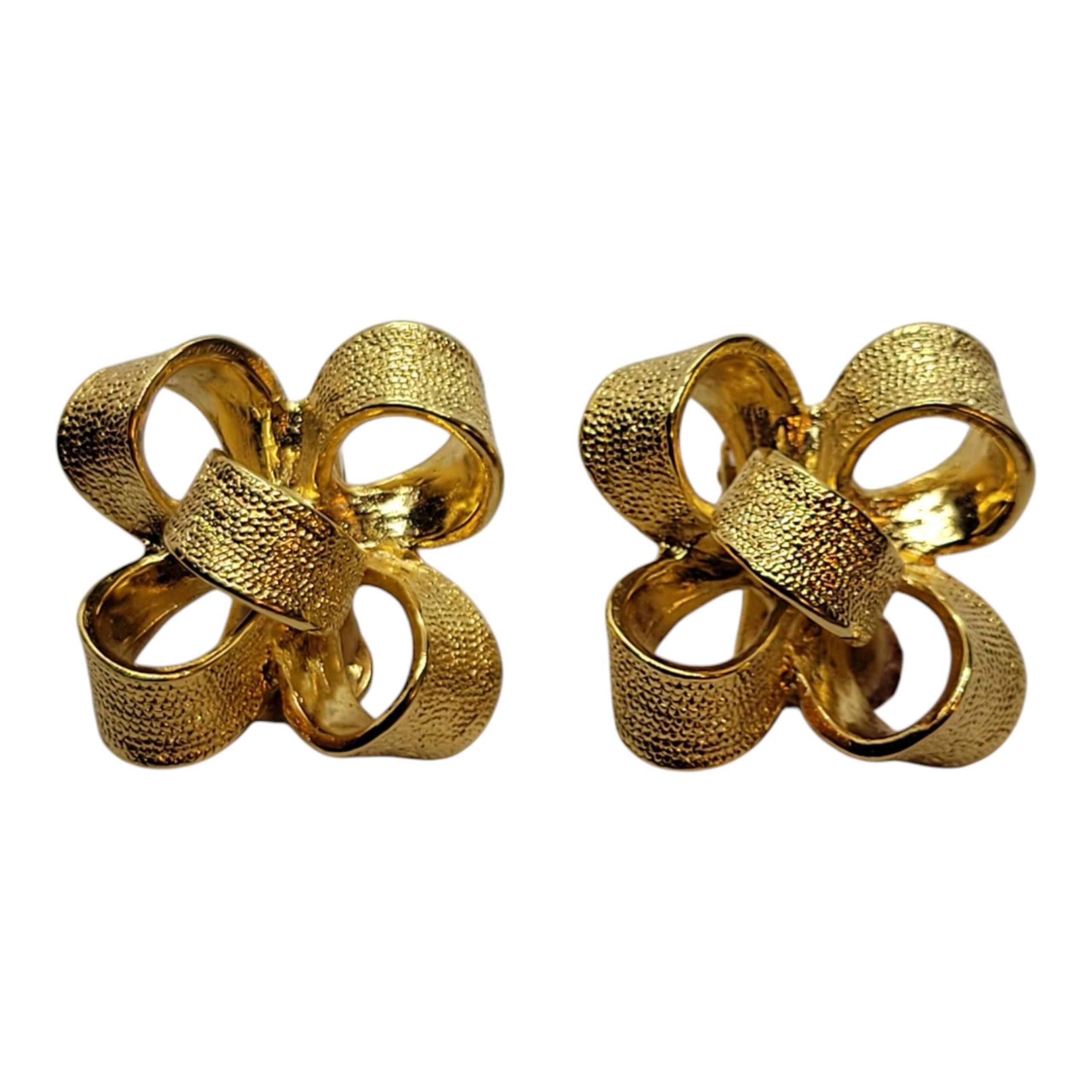 Kenneth Jay Lane KJL Ribbon Bow Clip On Earrings