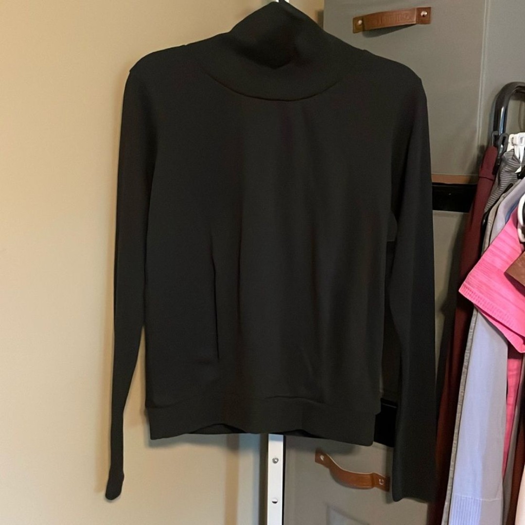Alo Yoga Clarity Long Sleeve Sz XS Black Mock Turtleneck Ribbed Sleeves