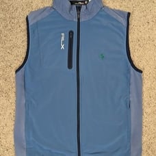 RLX Ralph Lauren Vest Mens Medium Blue Golf Performance Zip Stretch Wicking