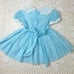Vintage 1950s Love Girls 4t Blue Starburst Sheer Collared Party Dress Birthday