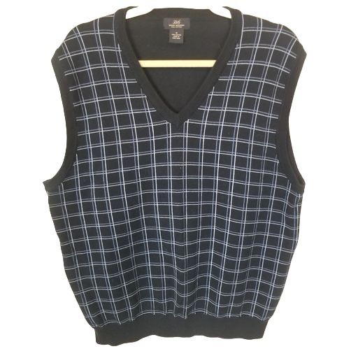 Brooks Brothers 346 Mens M Blue Checkered Sleeveless Vest Sweater Pullover