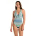 La Blanca Scarf City Reversible Plunge Tummy Control One Piece Ice Blue Womens S