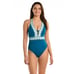 La Blanca Scarf City Reversible Plunge Tummy Control One Piece Ice Blue Womens S