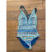 La Blanca Scarf City Reversible Plunge Tummy Control One Piece Ice Blue Womens S