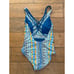 La Blanca Scarf City Reversible Plunge Tummy Control One Piece Ice Blue Womens S