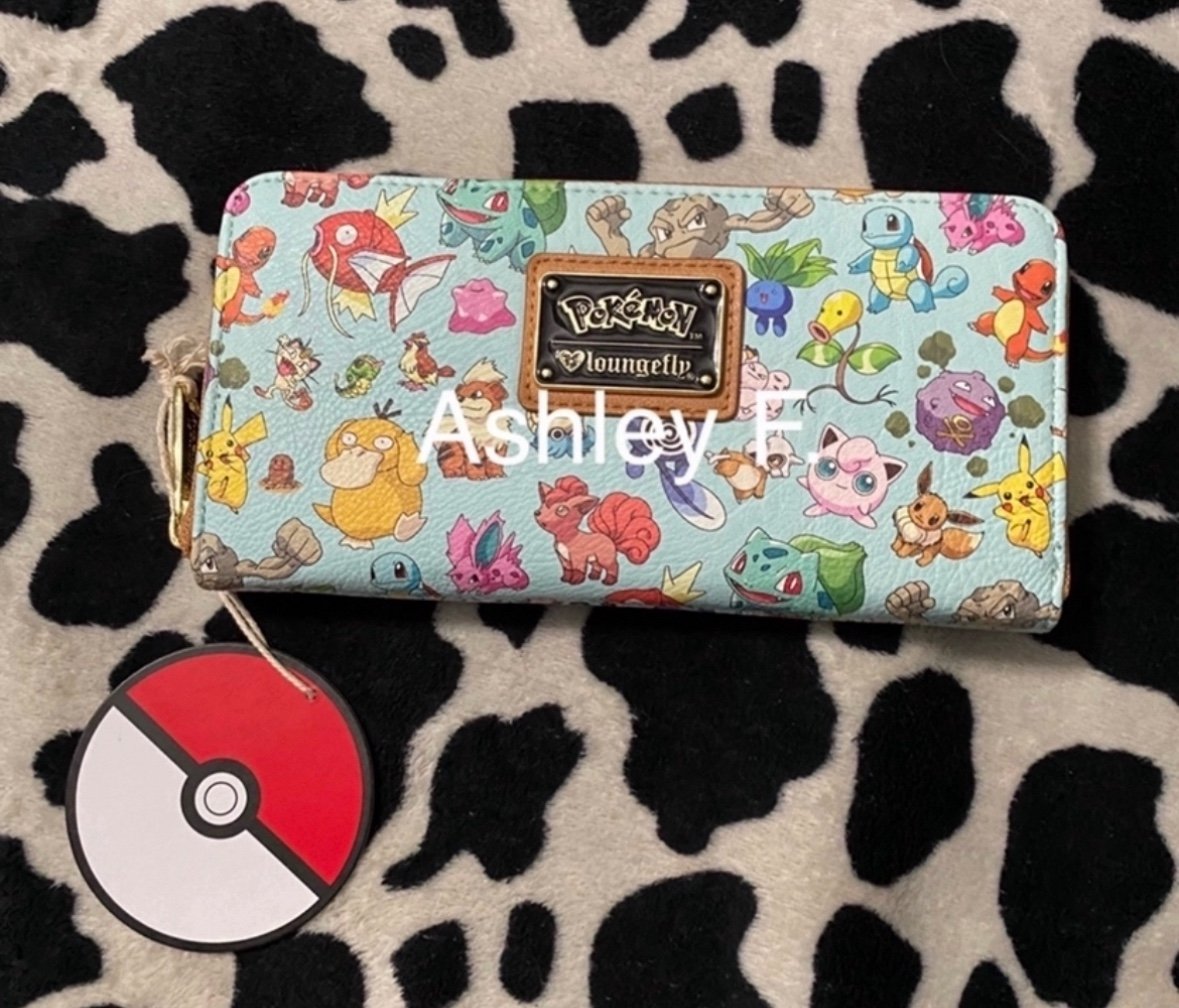 Pokémon 151 teal loungefly wallet heart logo