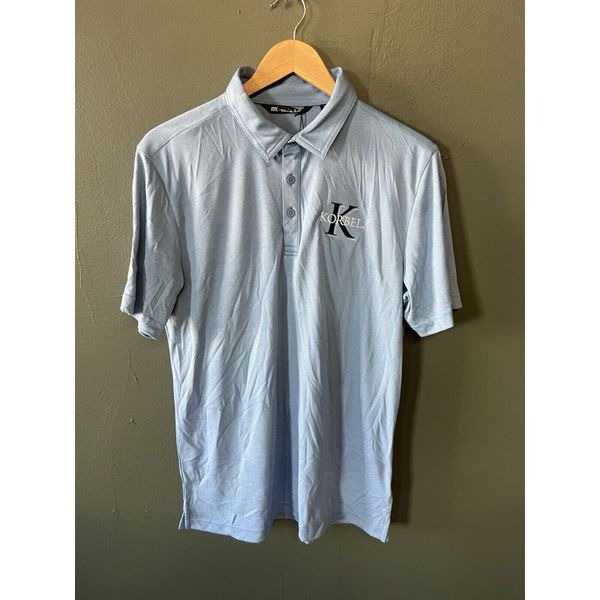 Travis Mathew Mens Blue Short Sleeve Golf Polo Korbel Champagne NWT sz Medium