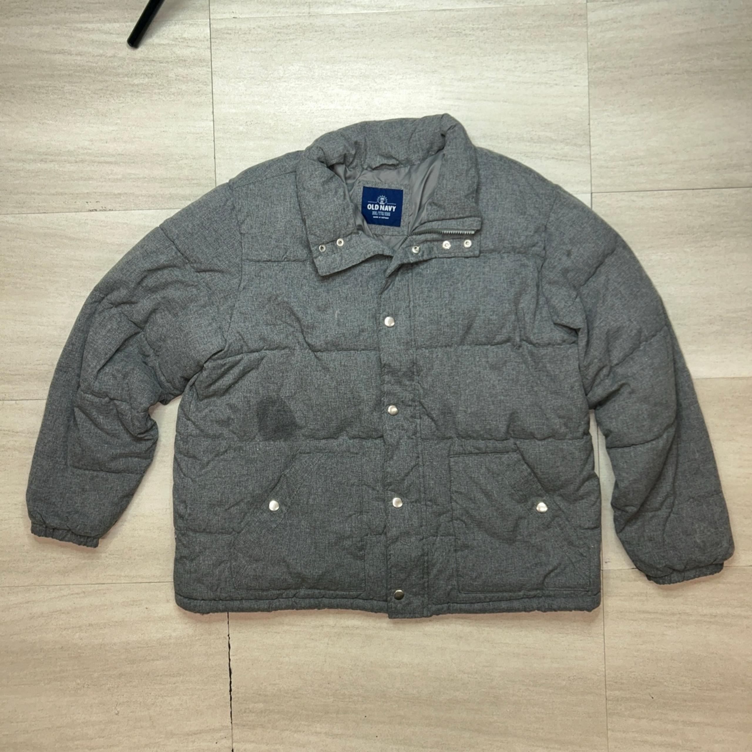 Old Navy Puffer Coat Jacket Grey Men's Size XXL — STAIN SEE PICS