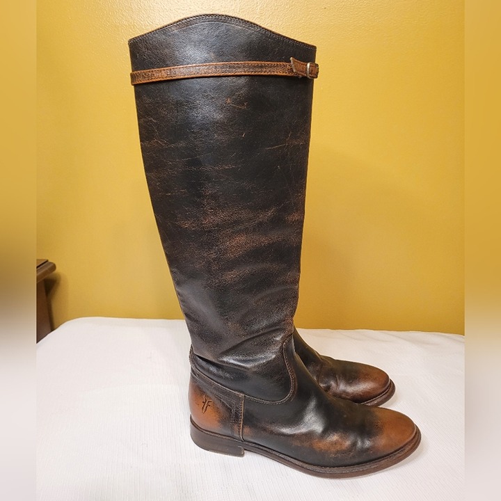 Black Label Frye Fey Tall Leather Riding Boots sz 7.5