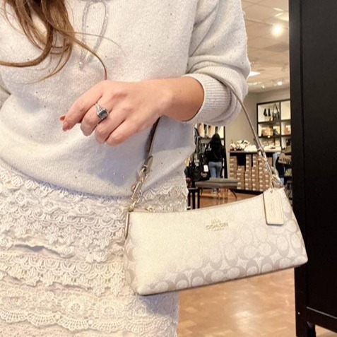 NWT COACH Charlotte Shoulder Bag In Signature Canvas - CX580 Champagne 378