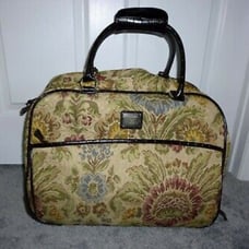 Liz Claiborne Tapestry Luggage Bag With Wheels