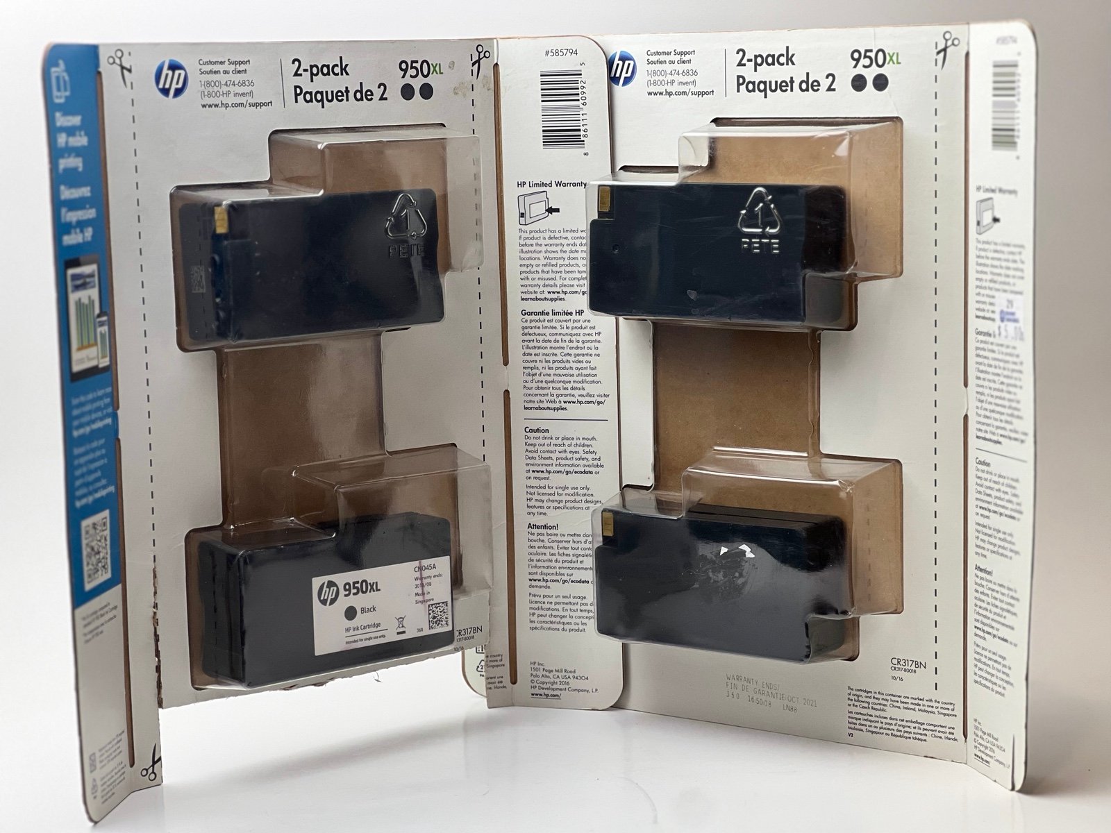 HP 950XL High Yield Ink Cartridge Black 4 Pack Original Genuine (EXP. 11/2021)