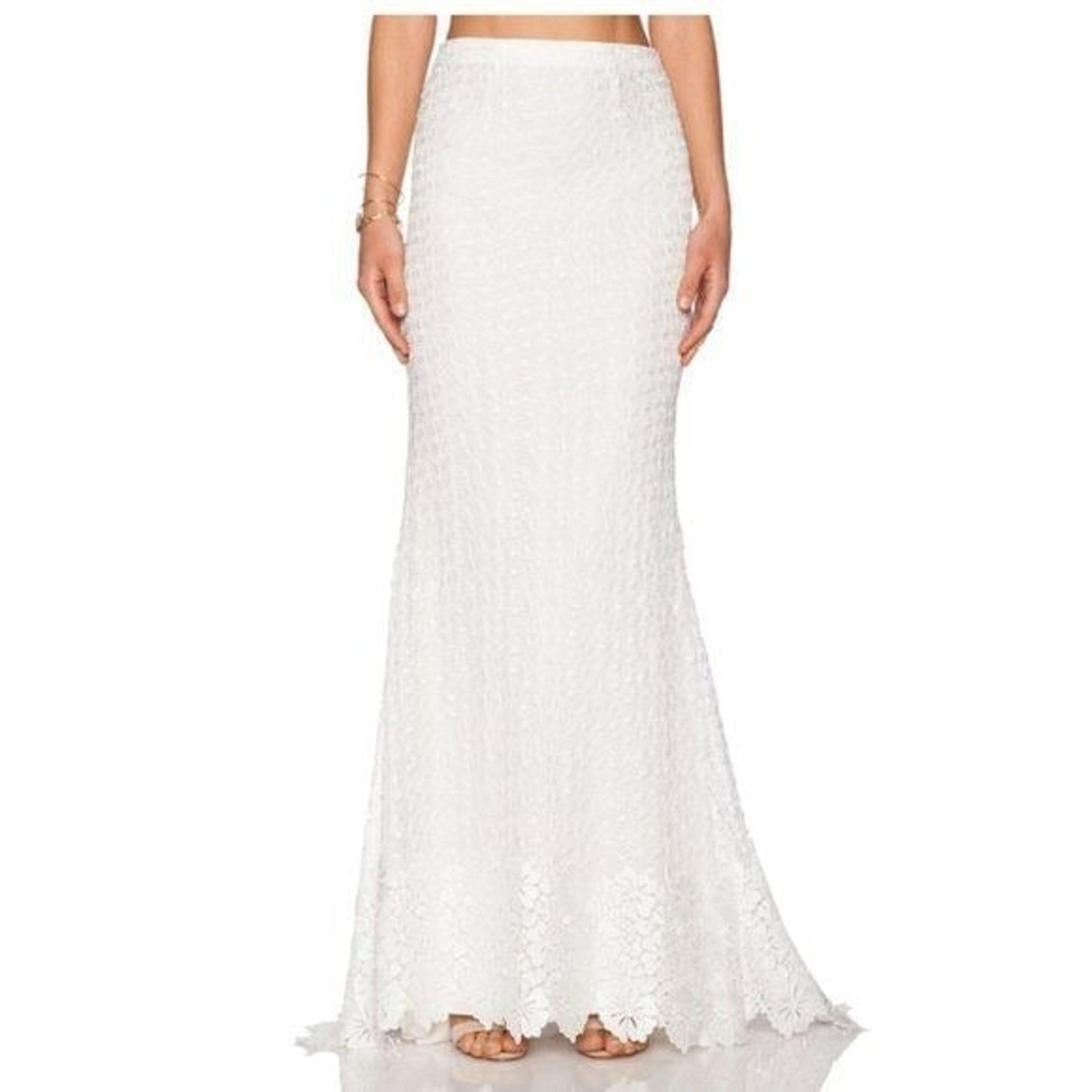 Alice + Olivia Women Roth Trumpet Maxi Skirt Lace White Size XS