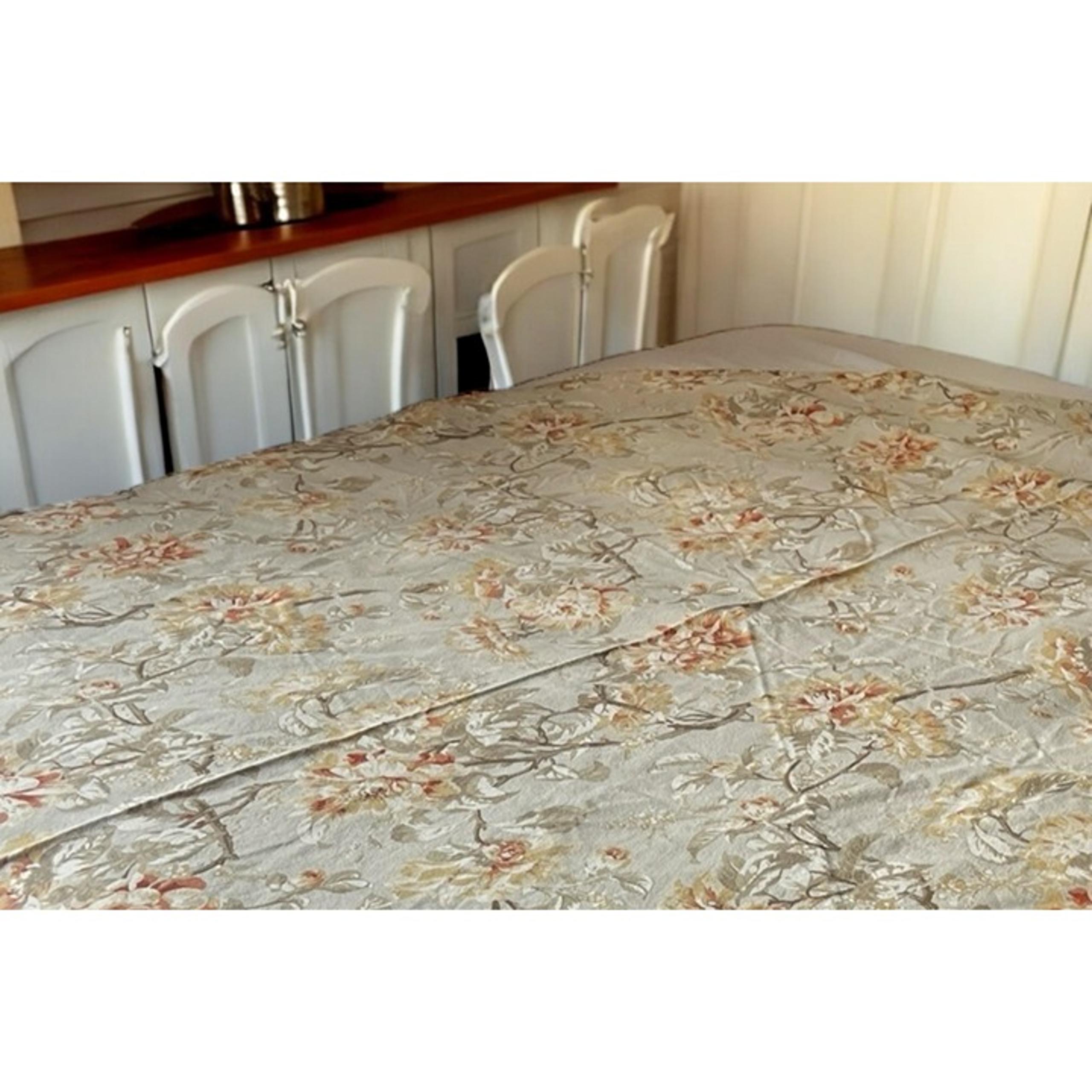 Ralph Lauren  Floral Oval Tablecloth 69" X 66" Diameters Sage Green Background