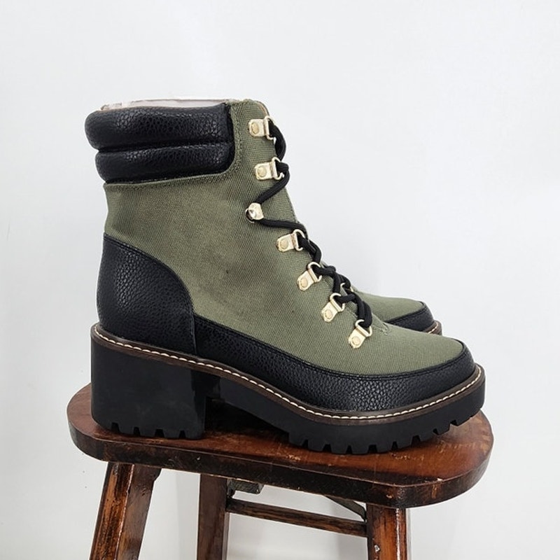 New NWT Giani Bernini Green Black Maddyson Side Zip Round Toe Ankle Boots 9.5