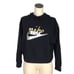 Nike Women M Spell Out Cropped Hoodie Sweatshirt Top Black Cotton Blend LS