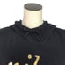 Nike Women M Spell Out Cropped Hoodie Sweatshirt Top Black Cotton Blend LS