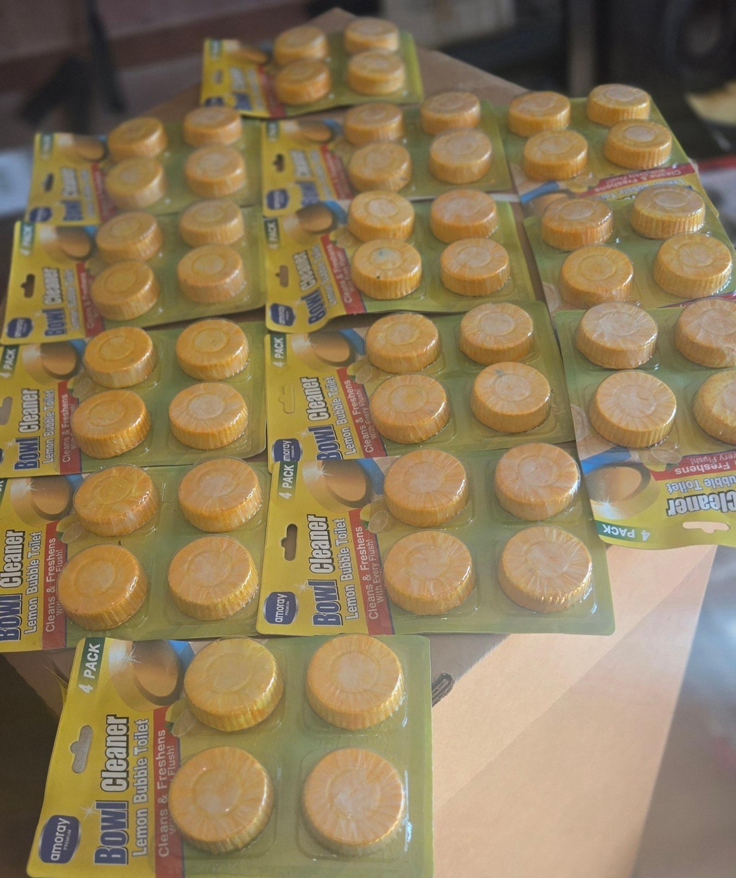 10 packs of yellow lemon colored toilet blocks