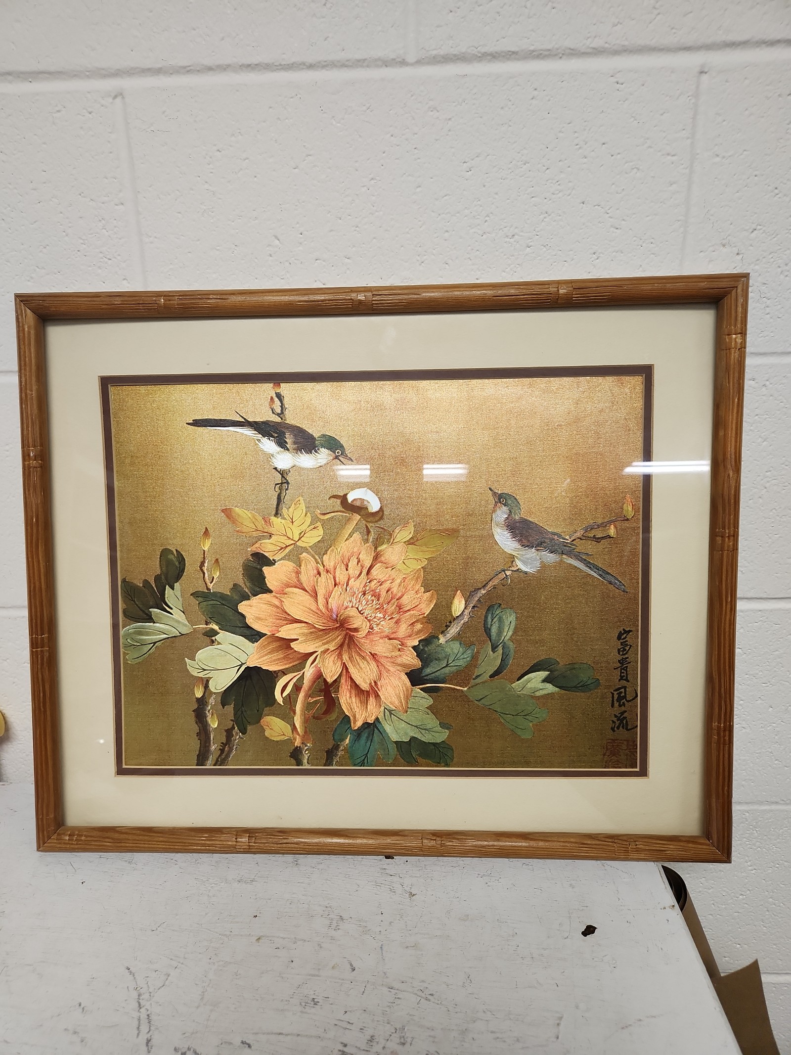 Vintage painting on silk