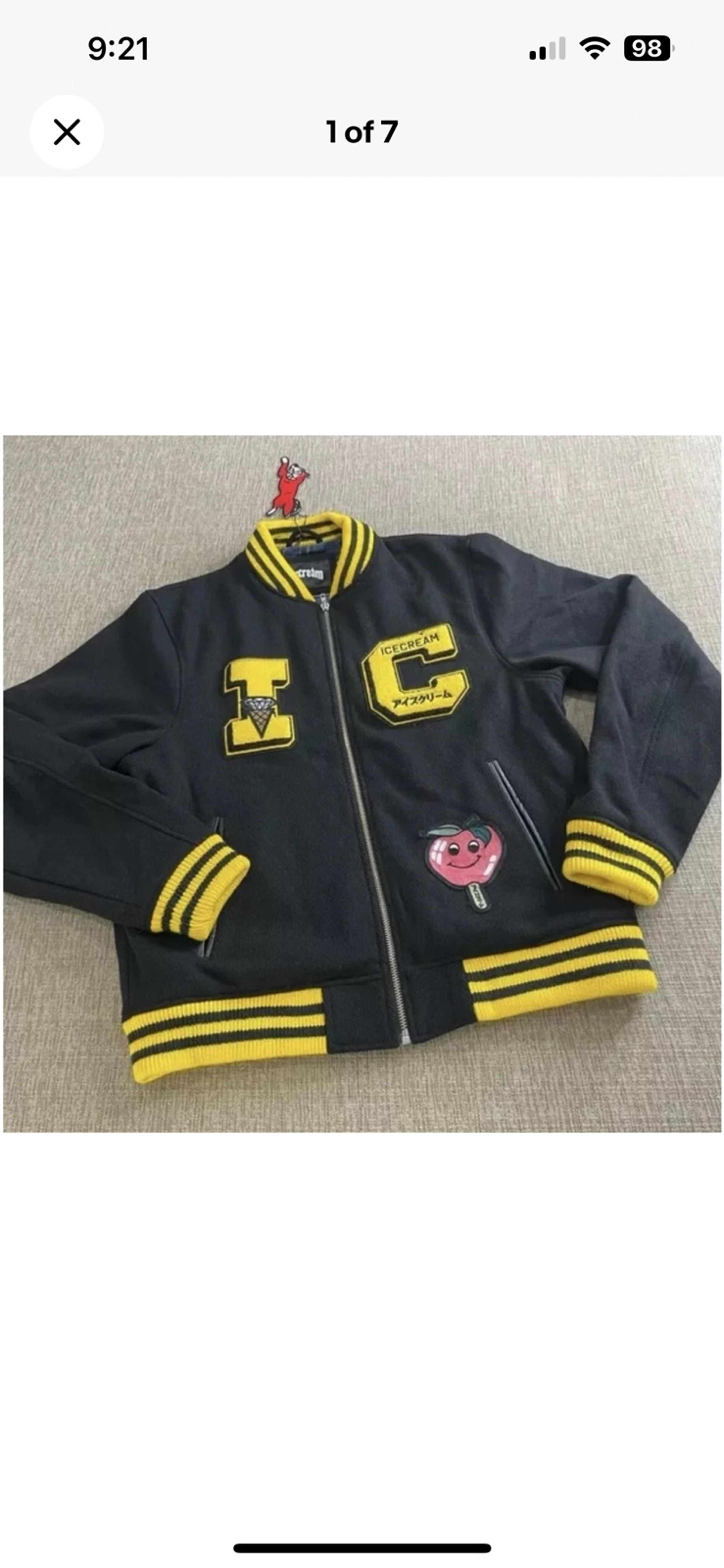Billionaire Boys Club Ice Cream varsity jacket Black & Yellow  size Medium