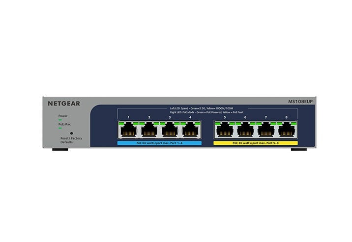 Netgear 8-port Ultra60 PoE++ Multi-Gigabit 2.5G Ethernet Plus MS108EUP-100NAS