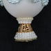 Vintage Embellished Egg Pedestal Trinket Box 4in Blue Velvet Lined Beaded Gold