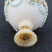 Vintage Embellished Egg Pedestal Trinket Box 4in Blue Velvet Lined Beaded Gold