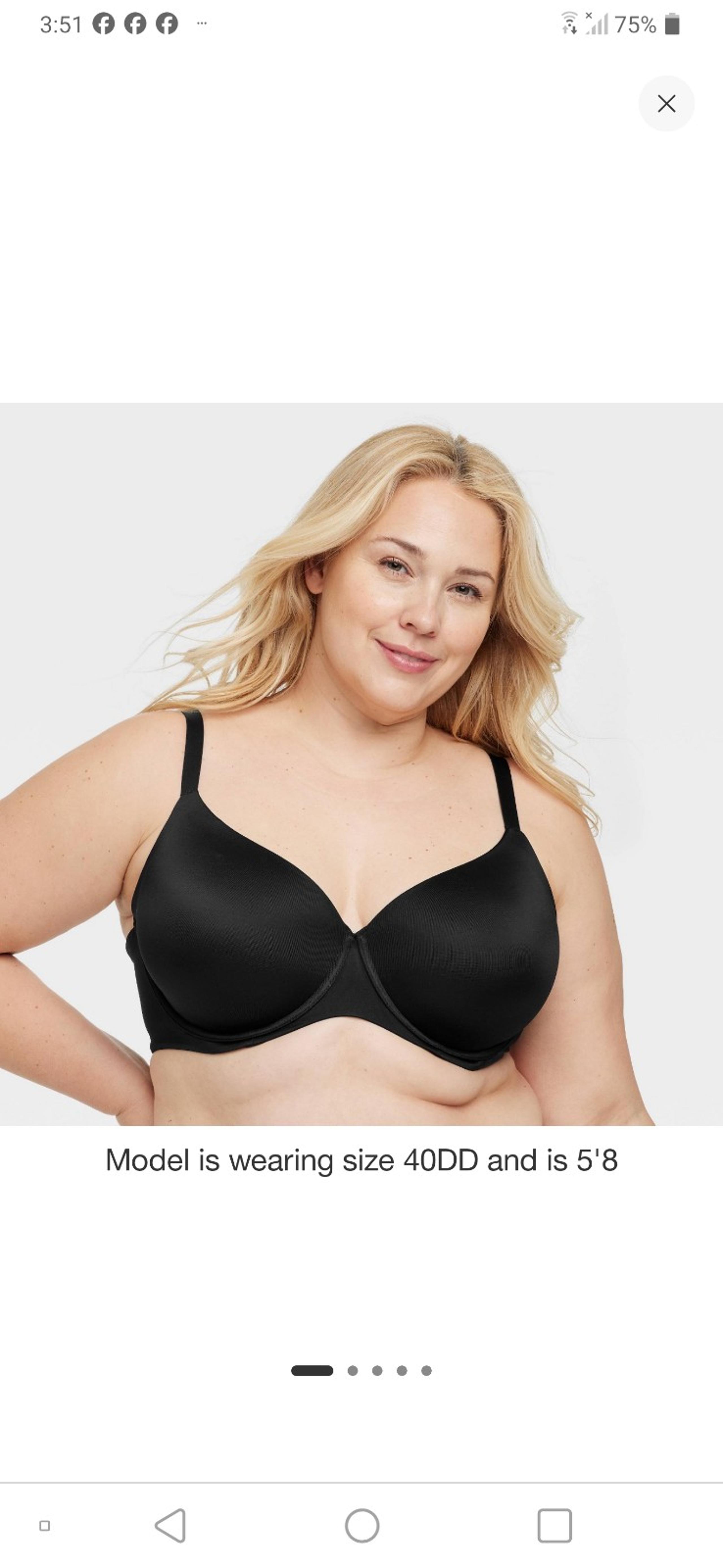 The 42DDD Auden Women's Black Lined Underwire Bra is a stylish and supportive