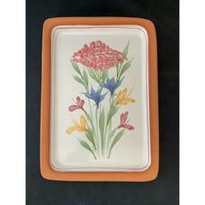 Emerson Creek Pottery Terracotta Clay Tray With Floral Flowers