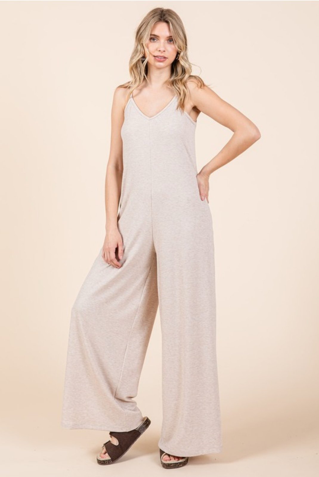 Mittoshop Oatmeal bouncy wideleg jumpsuit