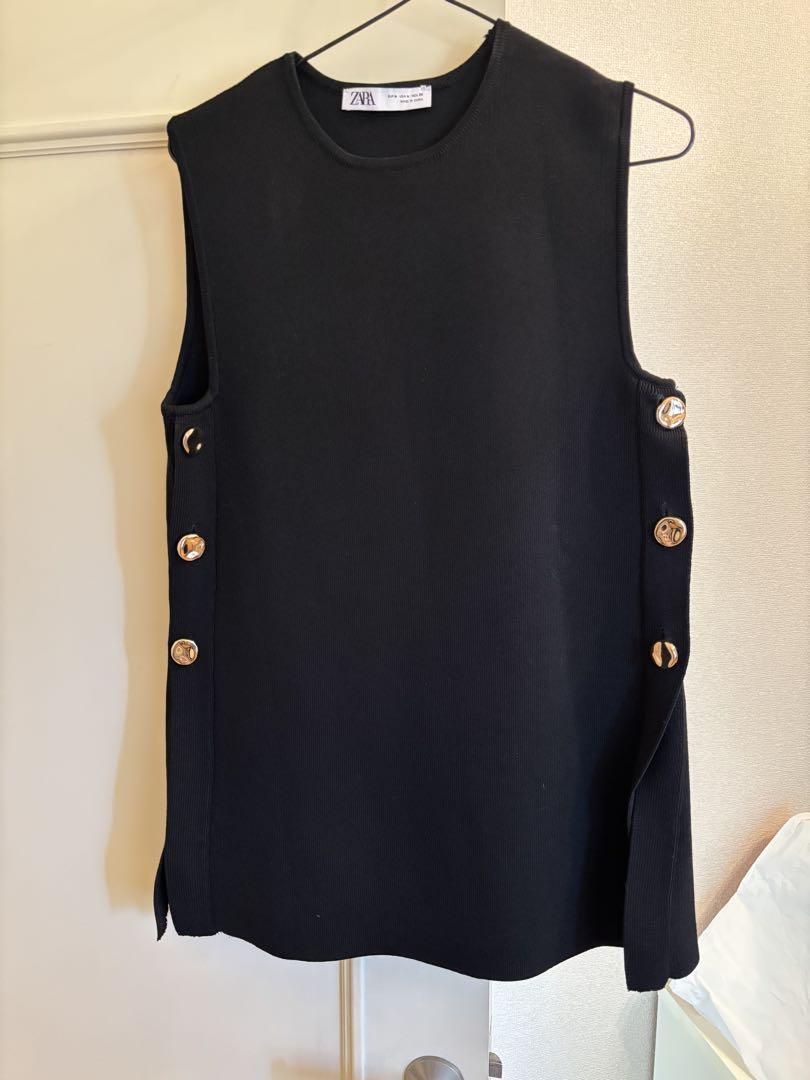 ZARA Knit Sleeveless Vest, Black