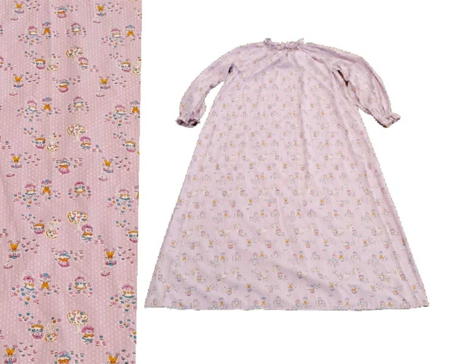 Vintage 1970's Purple Raggedy Ann Prairie Maxi Dress - Adult Doll Costume Sz M/L