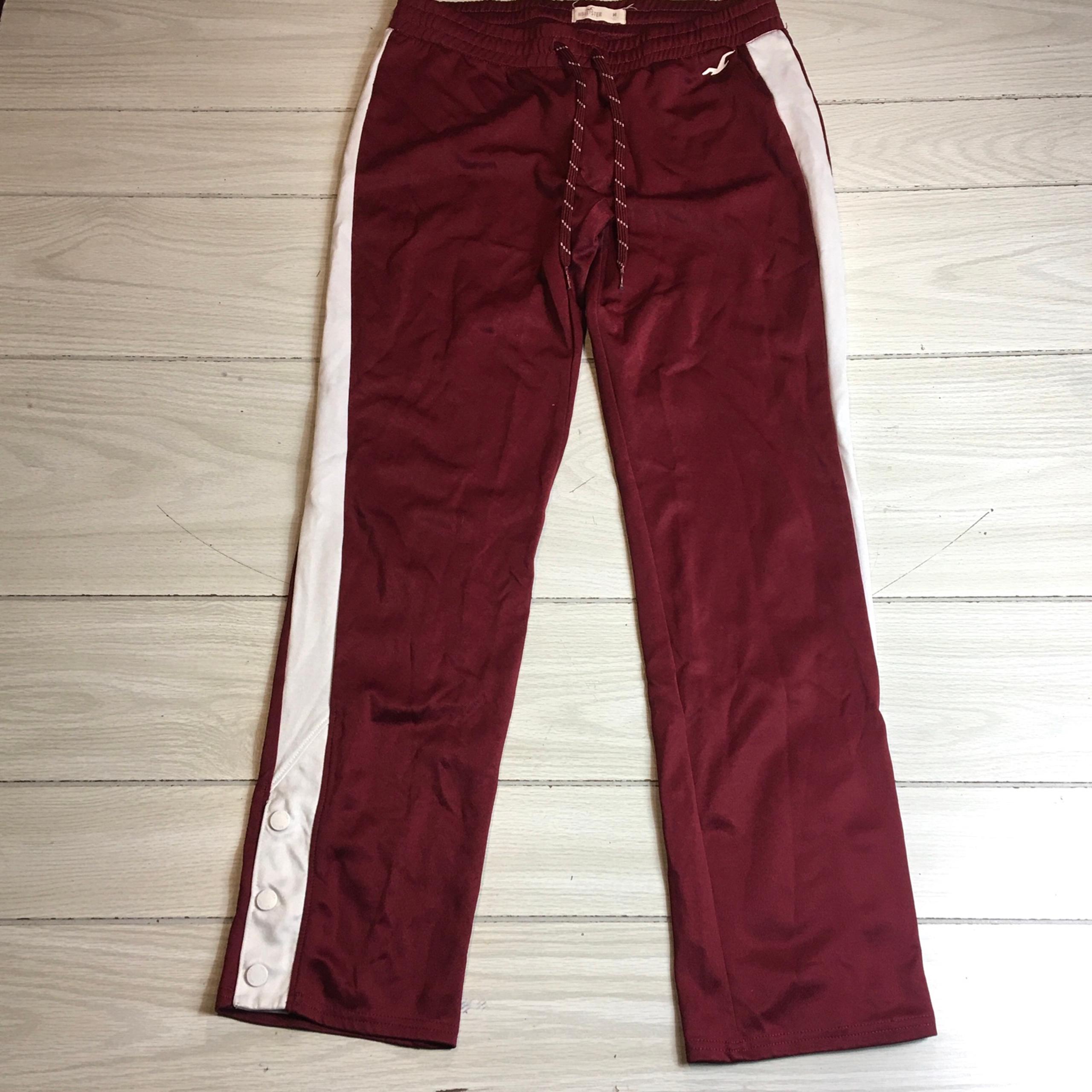 Vintage Hollister Jogging Pants Mens M Button At Ankle Burgundy