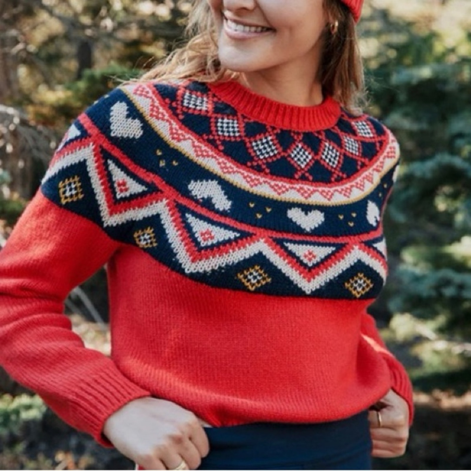 NWT Marine Layer Archive Alpine Sweater in Red Fair Isle Retail 158 Size XS
