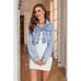 L Sequin Tassel Cropped Denim Jacket Frayed Fringe Distressed Jean Jacket Coat
