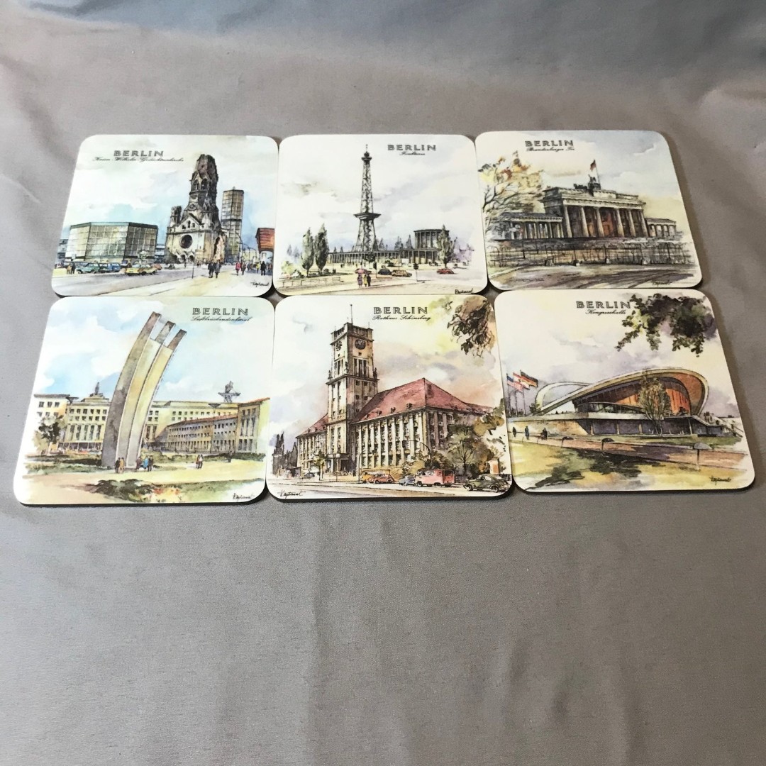 Vintage German Landmarks Schuberth Tamat Series Melamine Coasters Set of 6