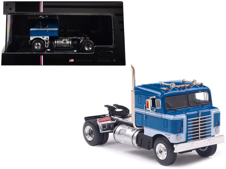 1950 Kenworth Bullnose Truck Tractor Blue with White Stripes 1/64 Diecast Model