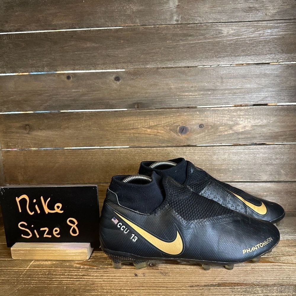Mens Nike iD Phantom VSN Pro DF FG Black Soccer Cleats Shoes Size 8 M GUC