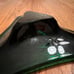 Vintage Italian Murano Emerald Green Triangular Dish Gold Flake Swirl