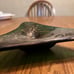 Vintage Italian Murano Emerald Green Triangular Dish Gold Flake Swirl