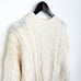 Vintage 90s Wool Blend Ivory Cable Knit Aran Fisherman Sweater Women Size Medium