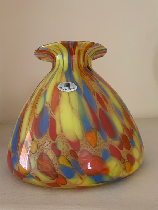 Murano Glass Vase Colorful Spot/Made in Italy