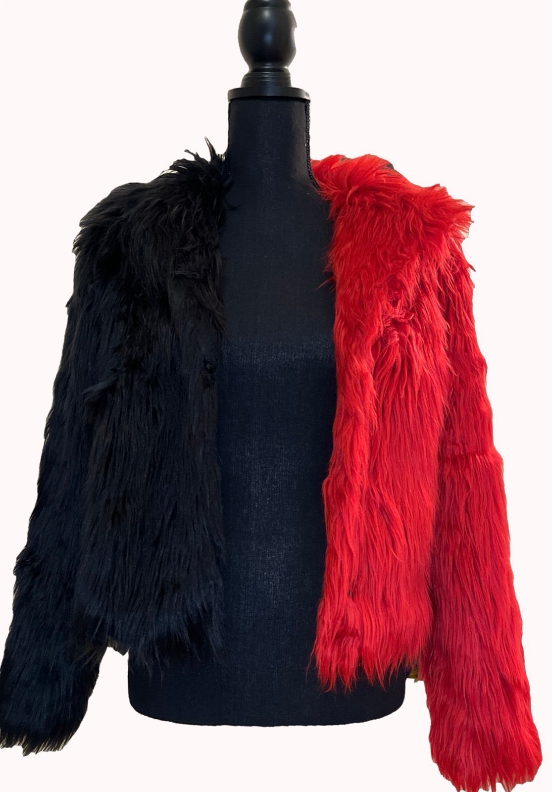 Oversized Fit Split Multi color Black / Red Faux Fur jacket Current Mood/Dolls