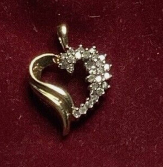 14k Gold Heart pendant with diamonds