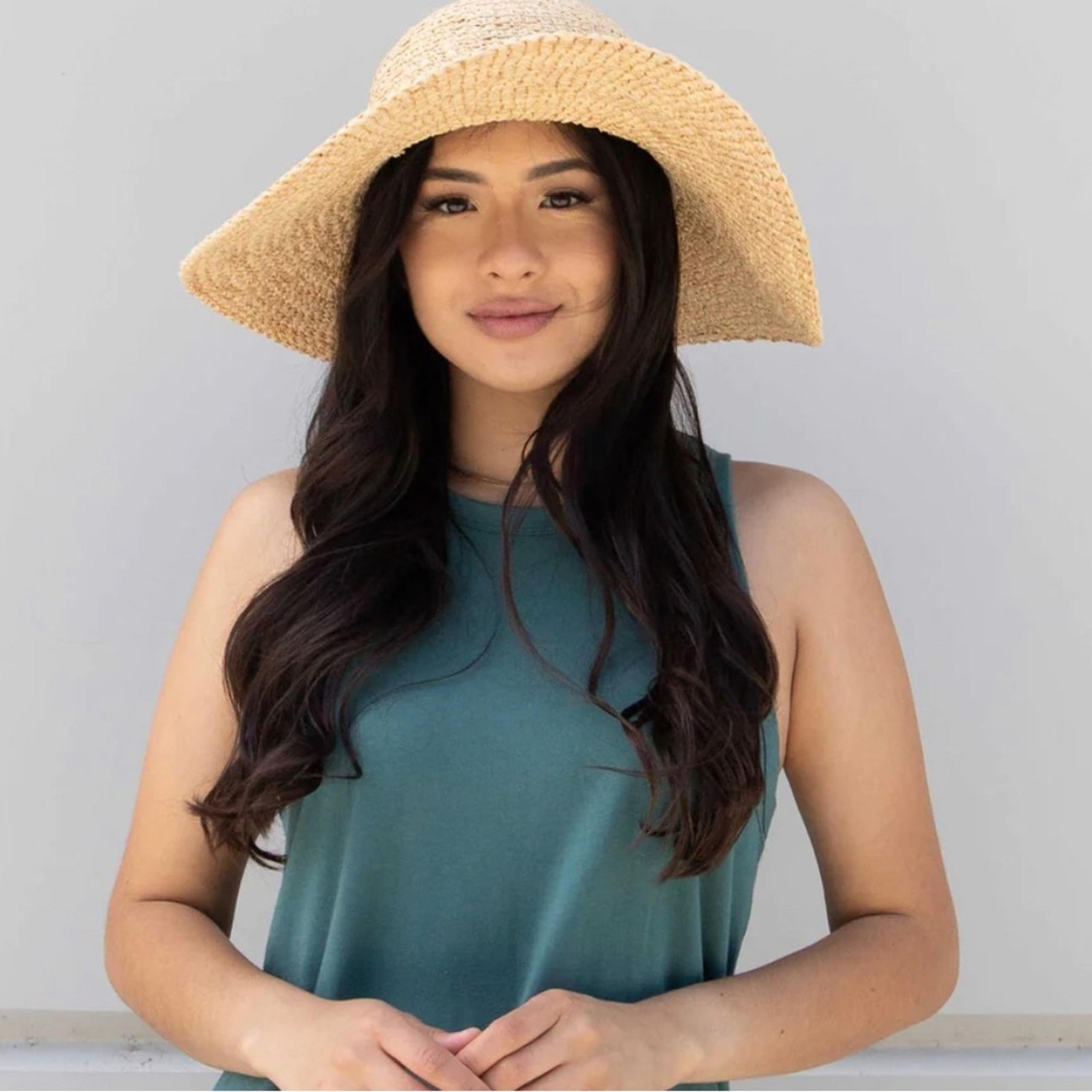 San Diego Hat Company Tan Raffia Sun Hat 4 Inch Brim Adjustable