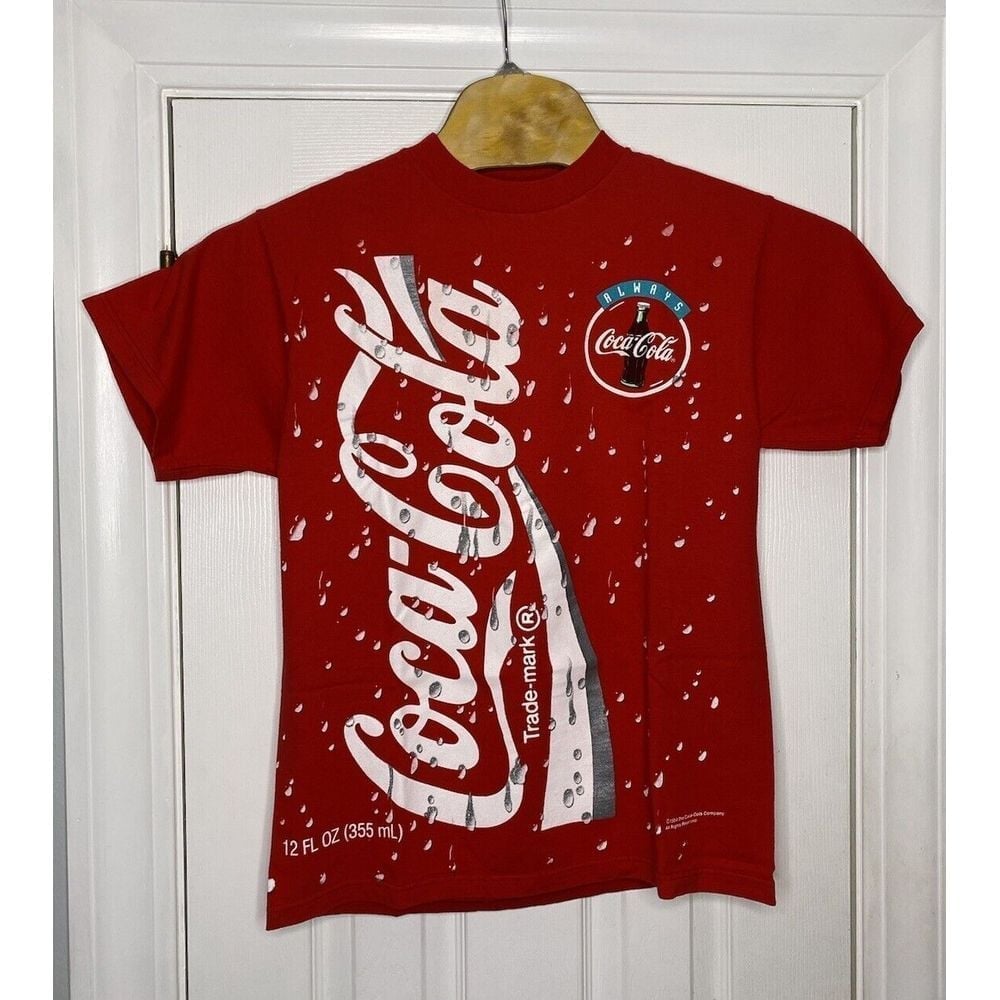Vintage 1994 Coca Cola Short Sleeve T-Shirt All Over Print Red Medium