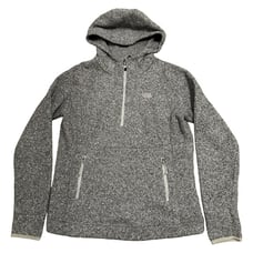 THE NORTH FACE HEATHER GRAY 1/2 ZIP PULLOVER FLEECE HOODIE WOMAN'S LARGE | E2