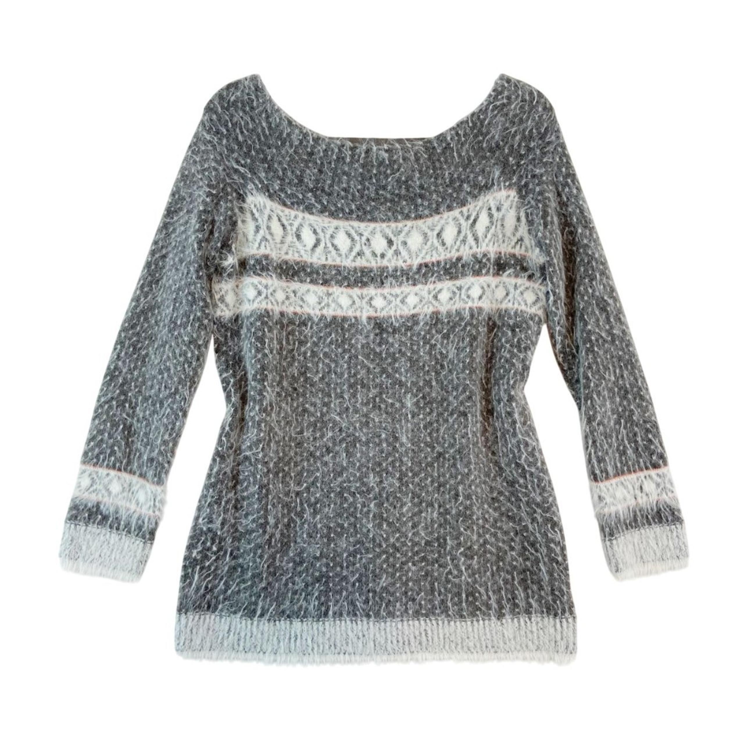 Sleeping On Snow Sweater Women's Medium Gray Wool Blend Off The Shoulder